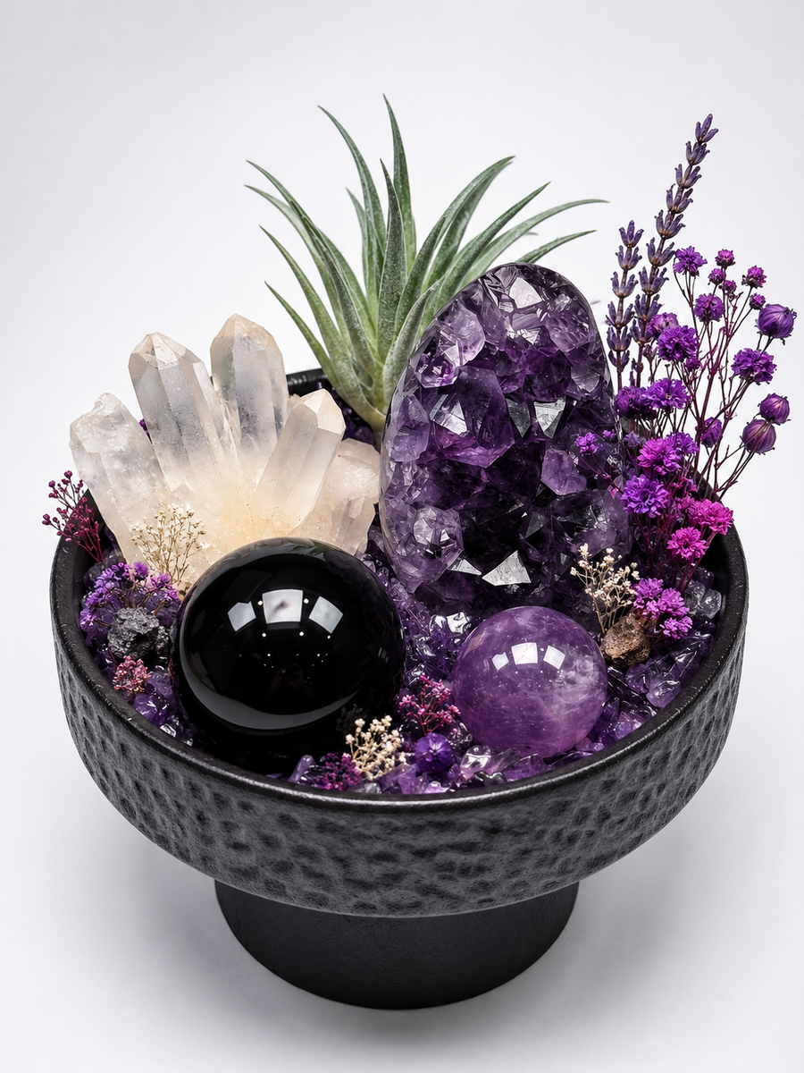 Amethyst Crown Serenity Crystal Desktop Garden