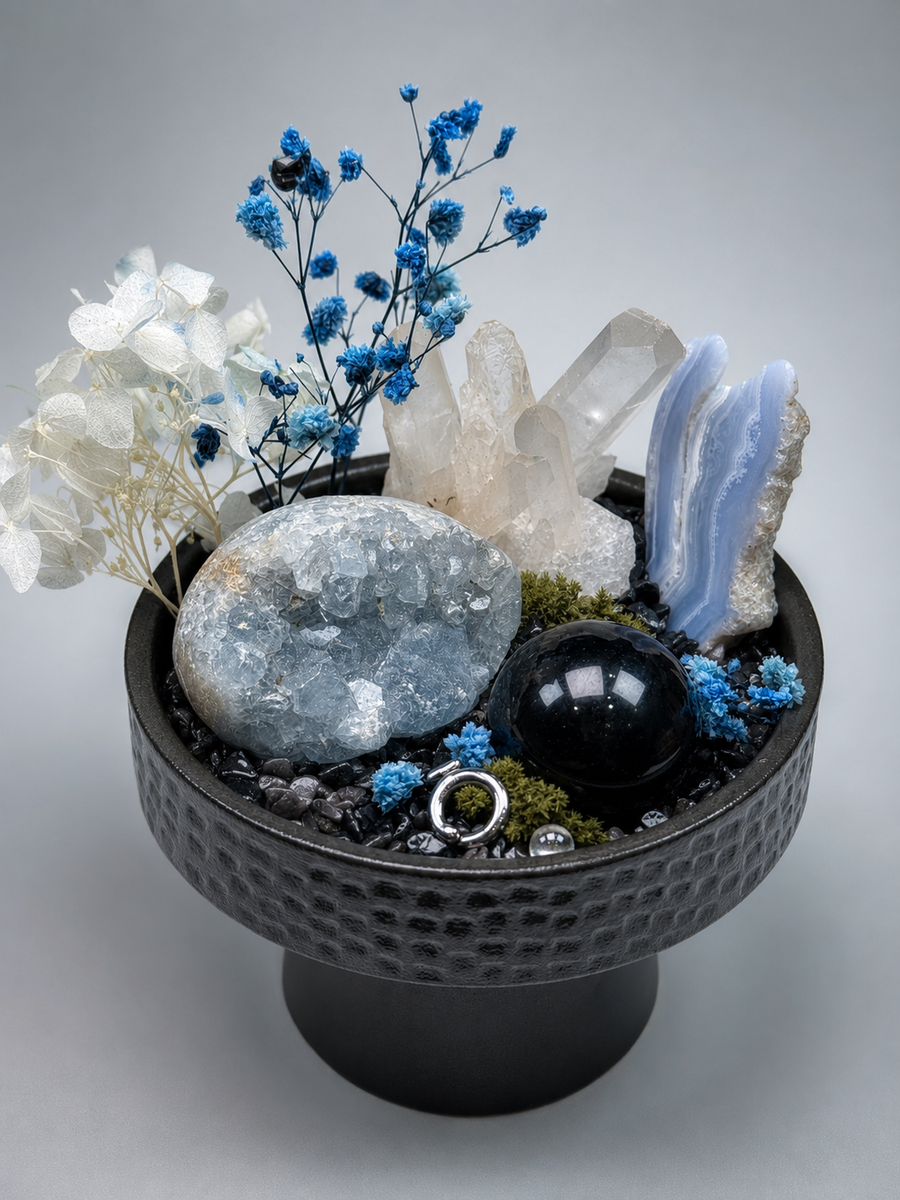 Moonstone Midnight Clarity Crystal Desktop Garden