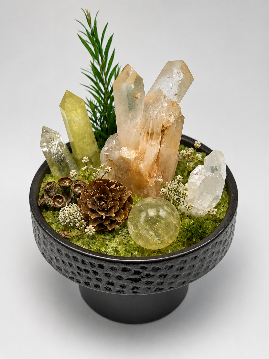 Moss Citrine Grounding Crystal Desktop Garden