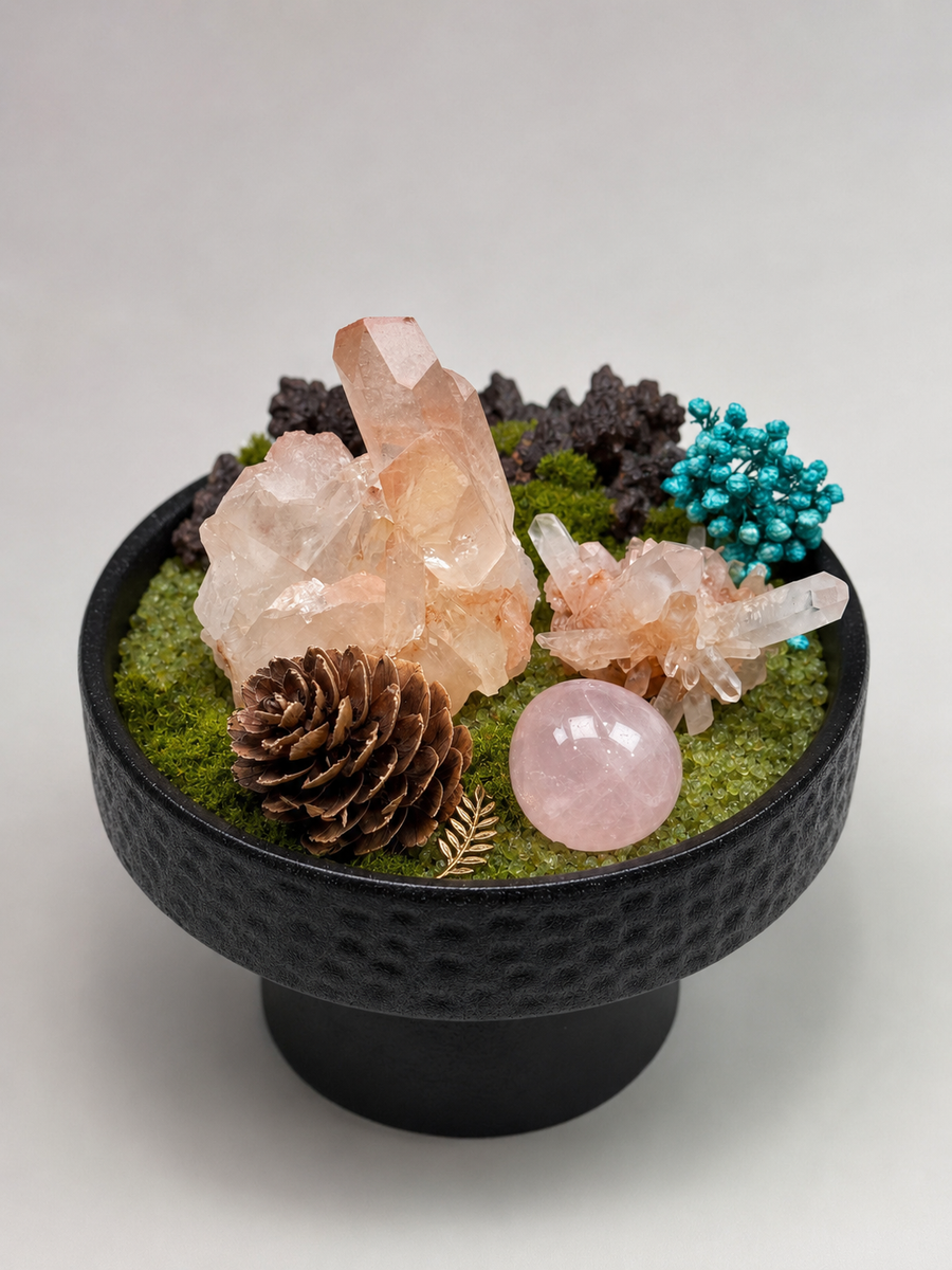 Rose Quartz Blossom Crystal Desktop Garden