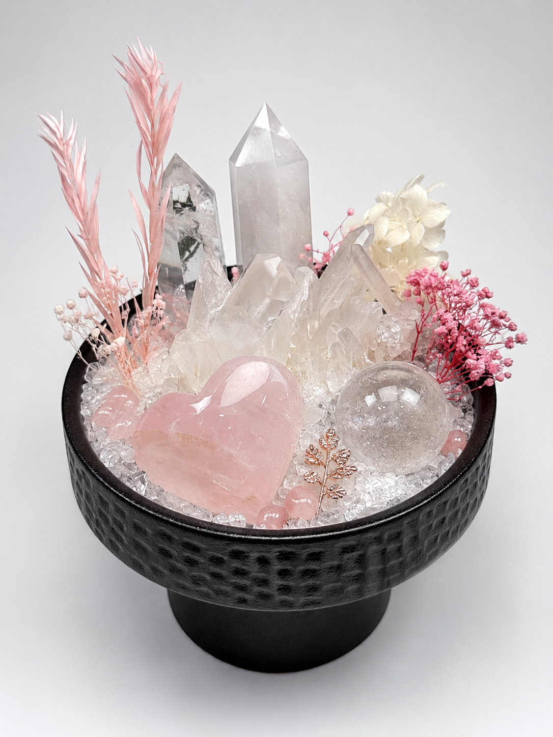 Rose Quartz Harmony Crystal Desktop Garden